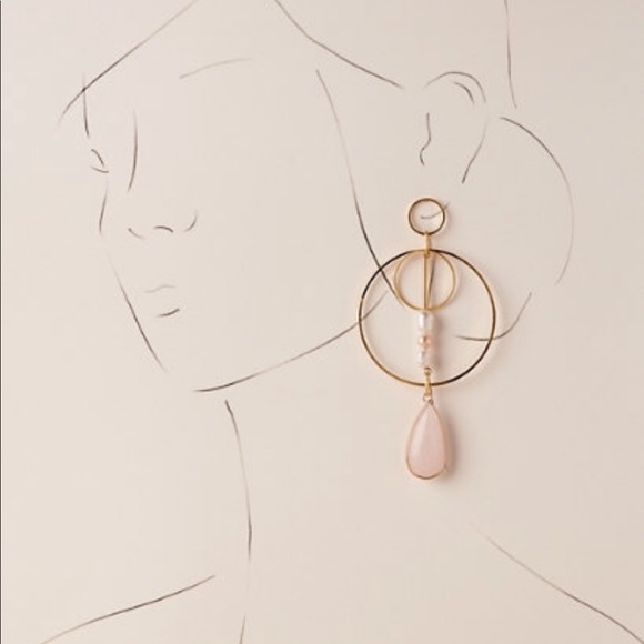 SOLD Pearl earrings Anthropologie hoops - Picture 2 of 8